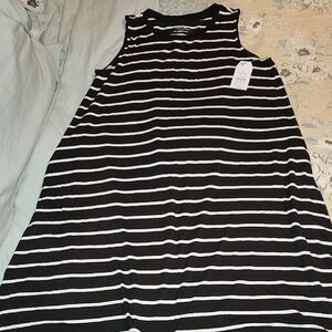 Time and Tru Black and White Striped Midi Dress